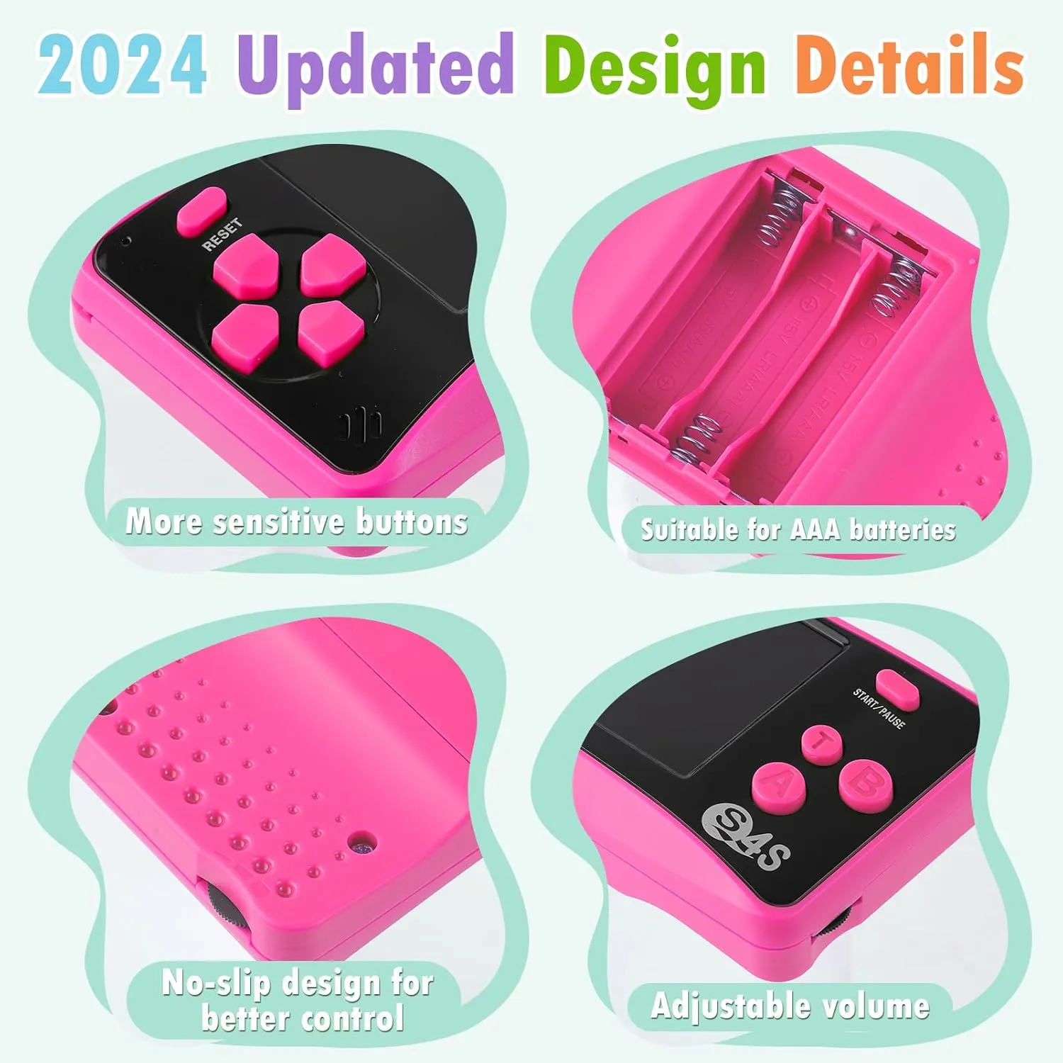 Handheld Game for Kids Ages 4-10, 2025 Upgraded, 142 Classic Mini Games, TV Output, 2.5" LCD Screen, Portable Arcade System, Birthday for Children-Rose