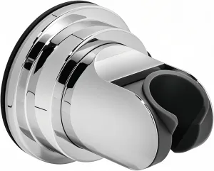 Handheld Shower Head Holder - Enhanced Suction Cup - Relocatable - Wide Angles Adjustable - 90° Downward - Wall Friendly - Bathroom Wall Mount Shower Wand Holder (Polished Chrome)