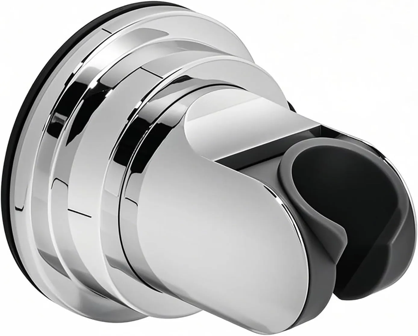 Handheld Shower Head Holder - Enhanced Suction Cup - Relocatable - Wide Angles Adjustable - 90° Downward - Wall Friendly - Bathroom Wall Mount Shower Wand Holder (Polished Chrome)
