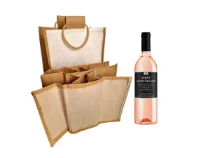 Handmakers Natural Jute 6  Wine Bottle Bags set of 2
