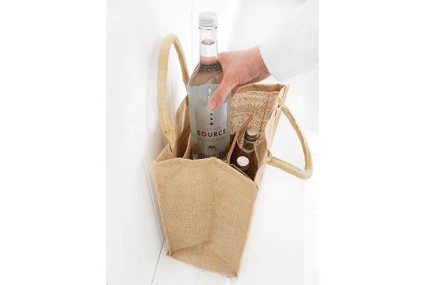 Handmakers Natural Jute 6  Wine Bottle Bags set of 2