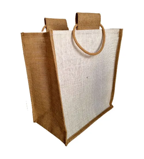 Handmakers Natural Jute 6  Wine Bottle Bags set of 2