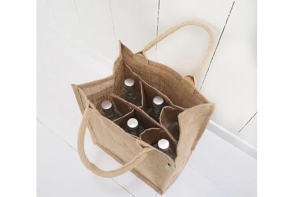 Handmakers Natural Jute 6  Wine Bottle Bags set of 2