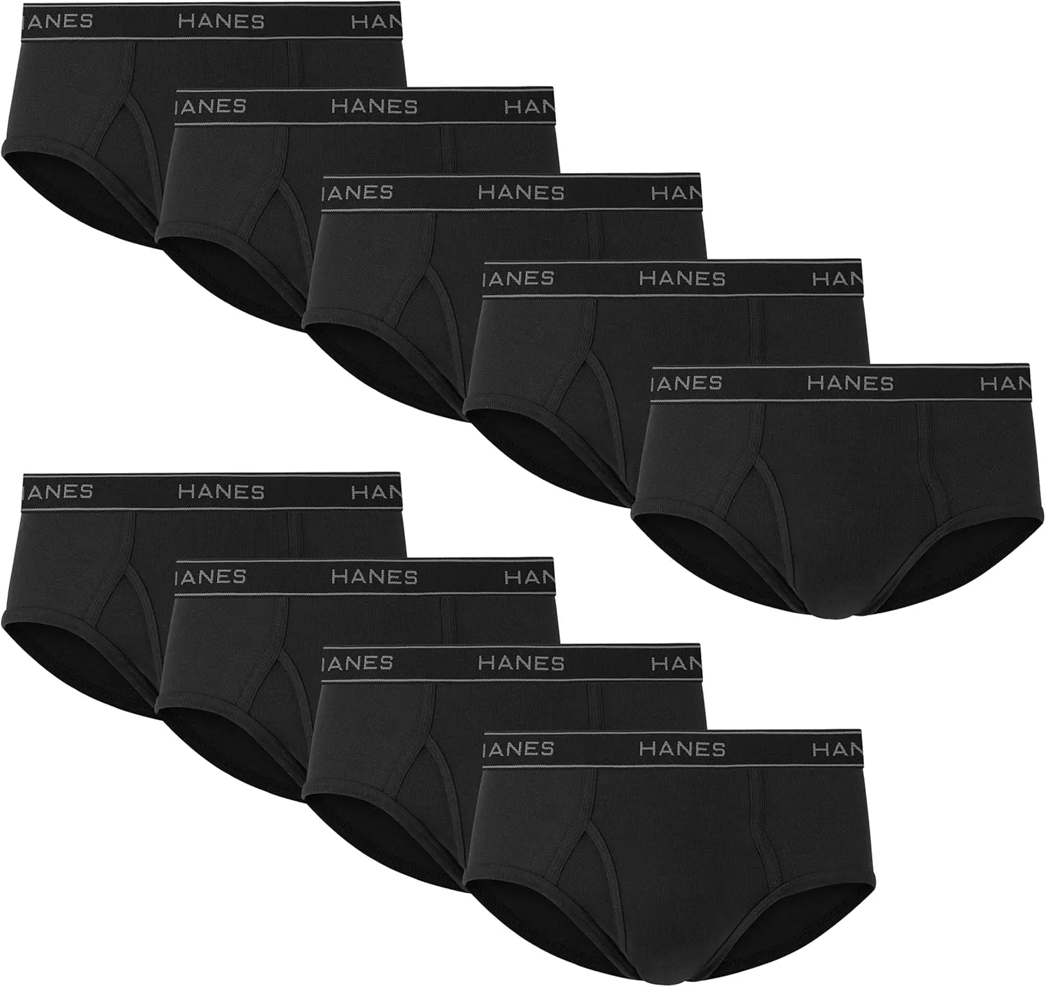 Hanes Men's Moisture-Wicking Cotton Briefs, Available in White and Black, Multi-Packs Available