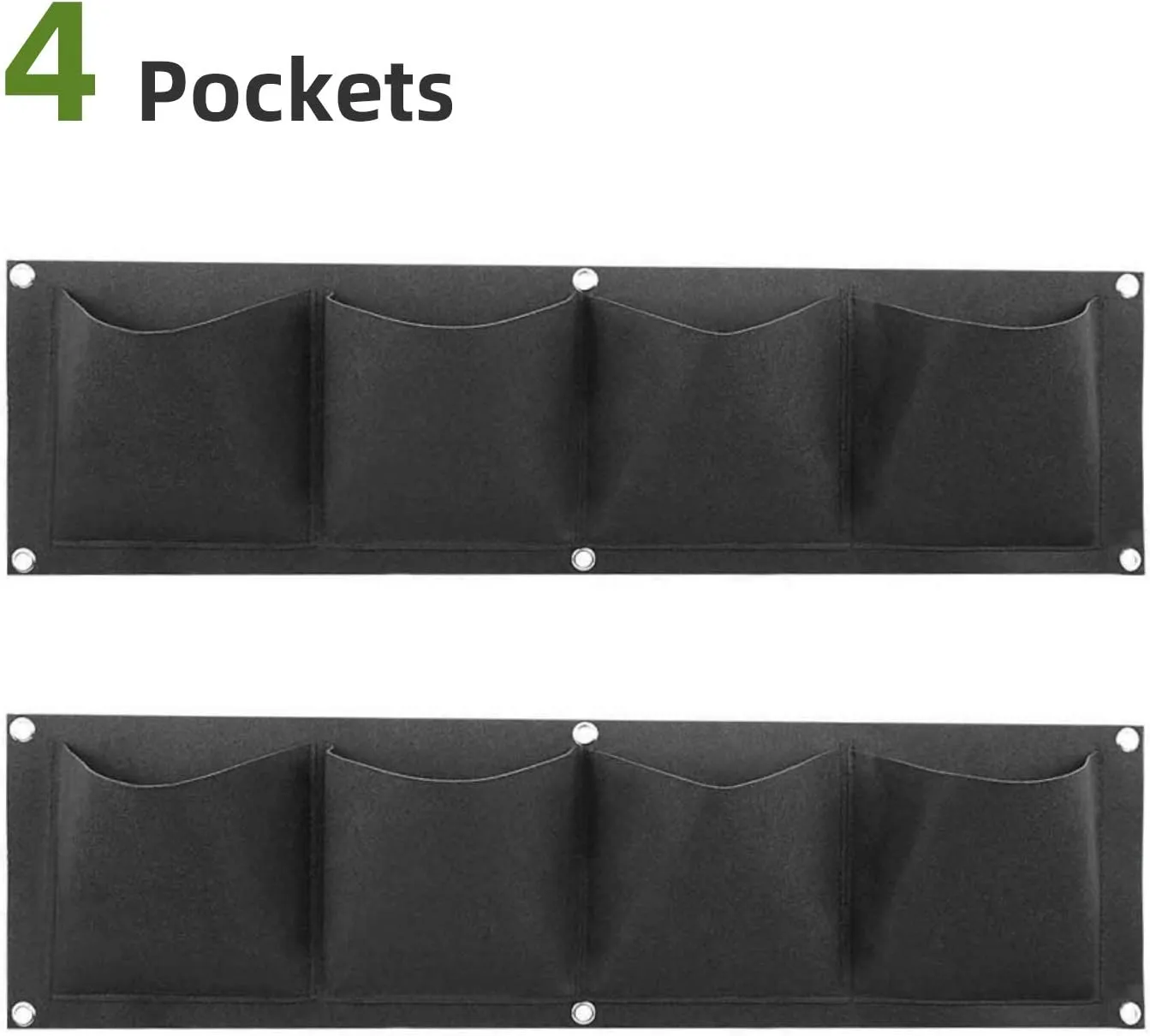 Hanging Planting Grow Bags, 2 Pack 4 Pockets Horizontal Wall Mount Planter Garden Hanging Grow Bags Seedling Wall Planter Gardening Planter Pocket for Yard Garden Home Decoration, Black