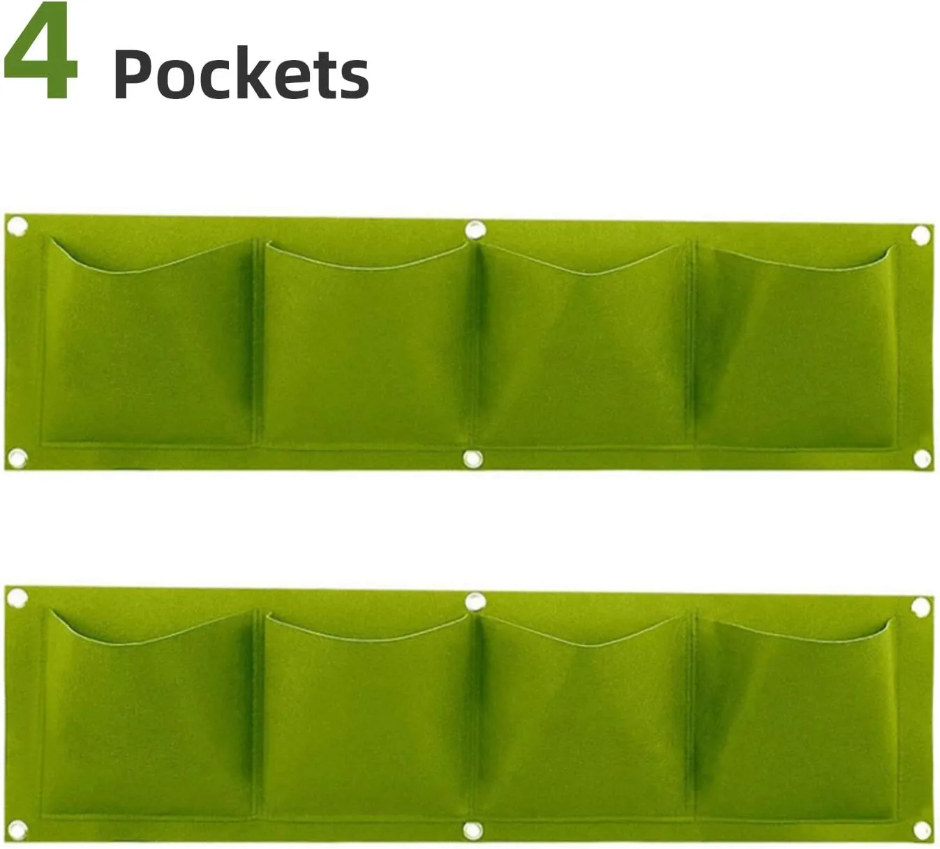 Hanging Planting Grow Bags, 2 Pack 4 Pockets Horizontal Wall Mount Planter Garden Hanging Grow Bags Seedling Wall Planter Gardening Planter Pocket for Yard Garden Home Decoration, Green