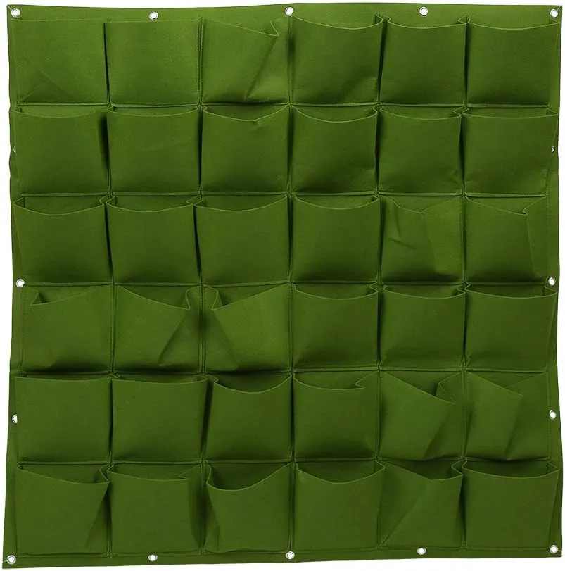 Hanging Planting Grow Bags 36 Pocket Vertical Hanging Garden Planter Plant Hanging Bags Outdoor Vertical Greening Wall Plant Grow Bags for Apartments Balconies Patios Schoolyards Rooftop (Green 36)