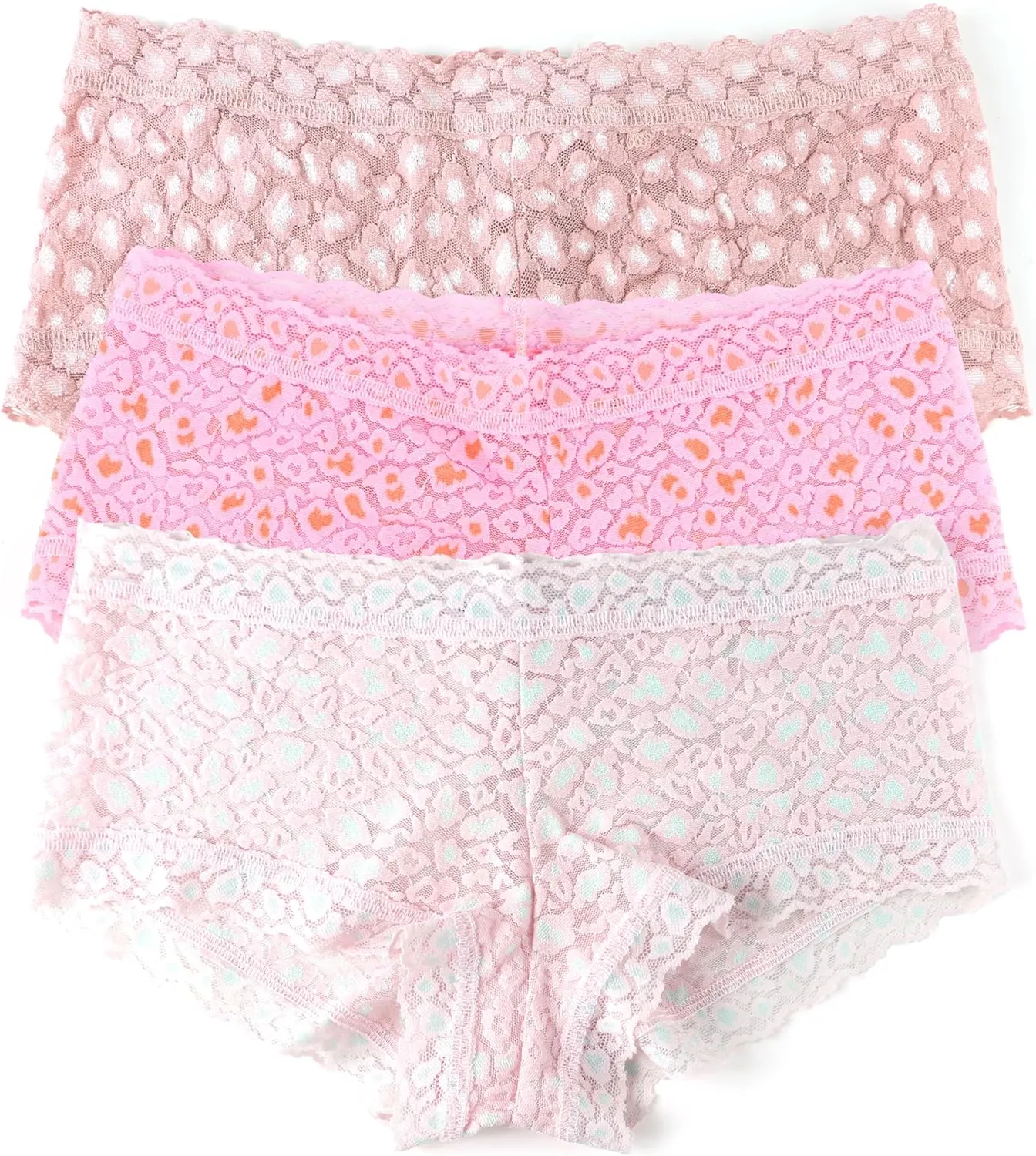 hanky panky - Daily Lace Boyshorts | Women's Underwear, Soft Stretch Fit Panties, Cotton Blend | Sizes (XS-XL), 3 pack