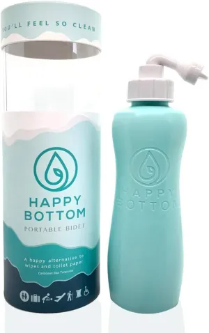 Happy Bottom Portable Bidet | Leak Free Handheld Travel Bidet and Peri Bottle with Angled Nozzle Sprayer | 400 ml Capacity | with Travel Bag