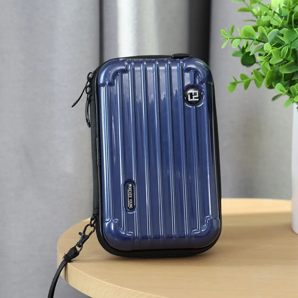 Hard Shell Cosmetics Case Makeup Bag, Mini Travel Toiletry Suitcase, Unisex Multifunction Fashion Shoulder Purse Wrist Bag