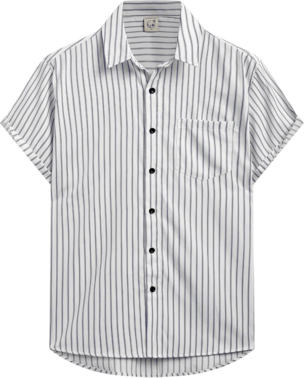 Hardaddy Men's Casual Striped Shirts Button Down Short Sleeve Blouse Summer Hawaiian Shirt