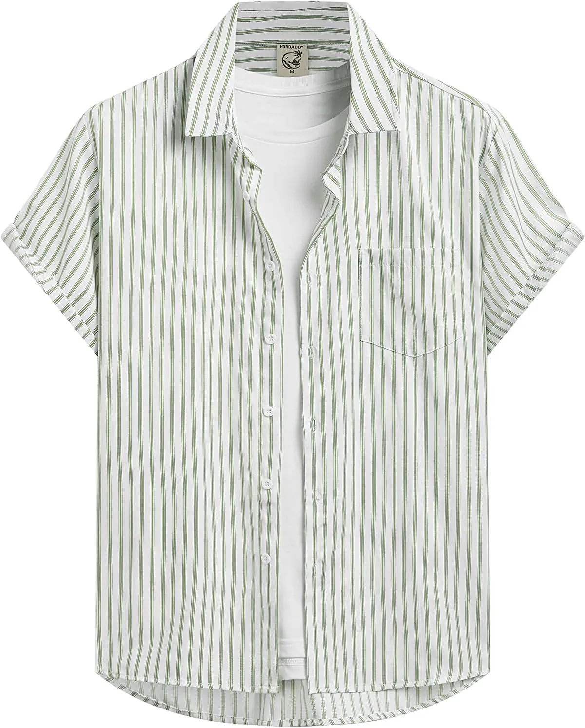 Hardaddy Men's Casual Striped Shirts Button Down Short Sleeve Blouse Summer Hawaiian Shirt