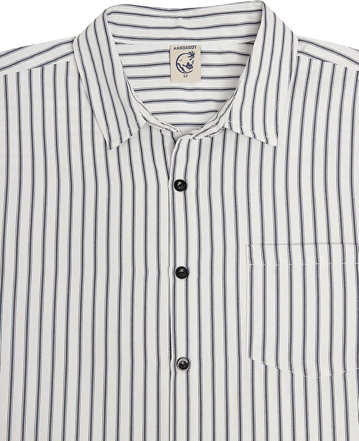 Hardaddy Men's Casual Striped Shirts Button Down Short Sleeve Blouse Summer Hawaiian Shirt