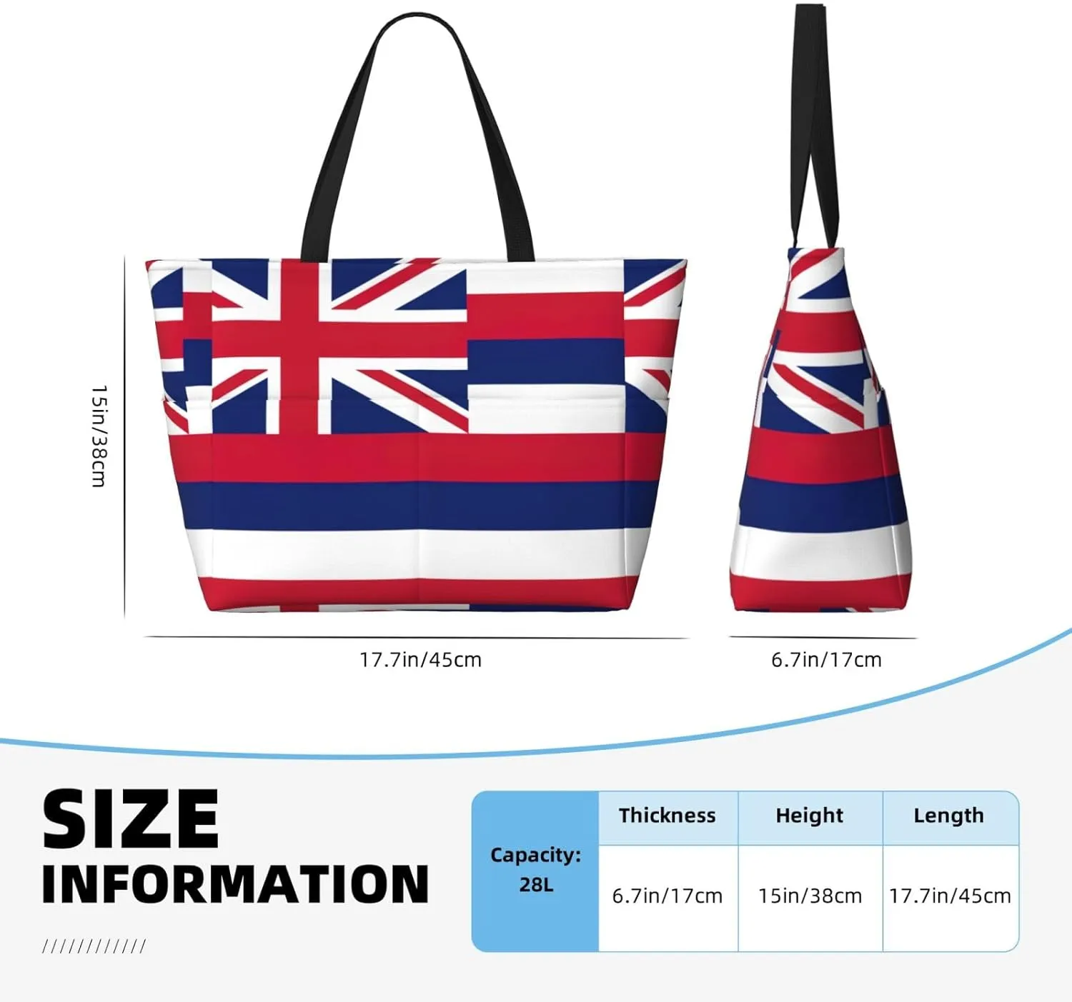 Hawaii Flag Large Capacity Foldable Tote Bag Women Beach Tote Bag Handbag Gym Bag Travel Shopping Bag