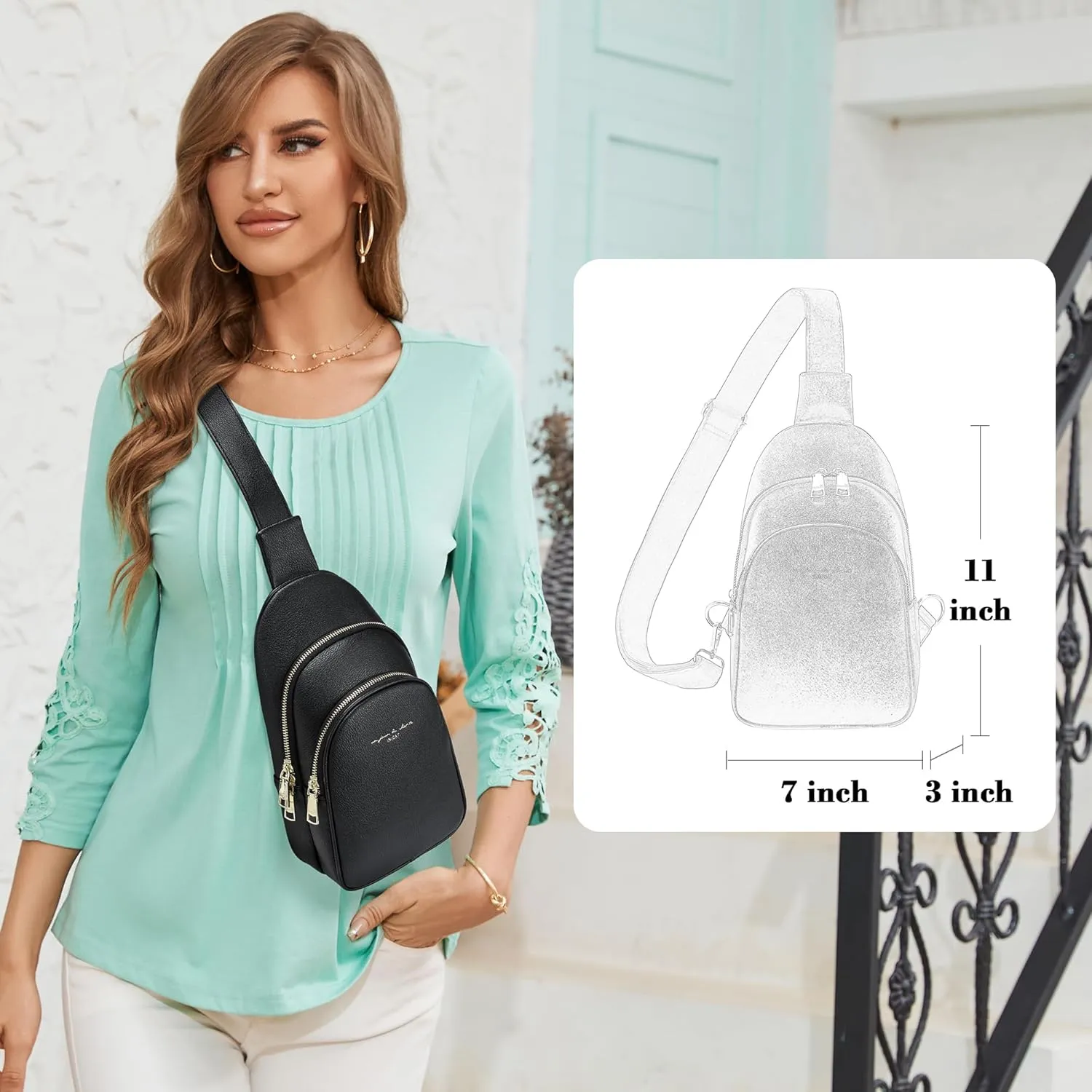 Haytijoe Crossbody Bags for Women Leather Sling Bag Anti-theft Cross Body Bag Travel Sling Purse Chest Bags Fanny Packs