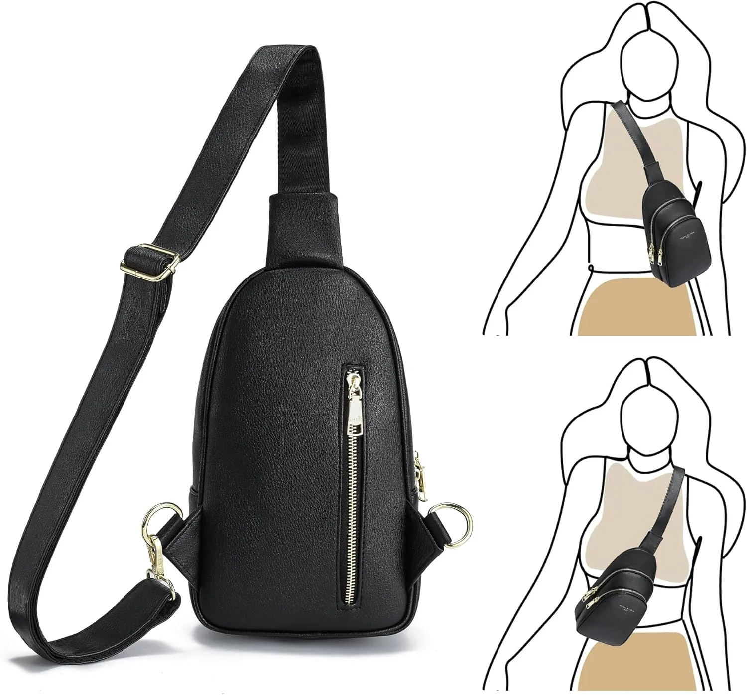 Haytijoe Crossbody Bags for Women Leather Sling Bag Anti-theft Cross Body Bag Travel Sling Purse Chest Bags Fanny Packs