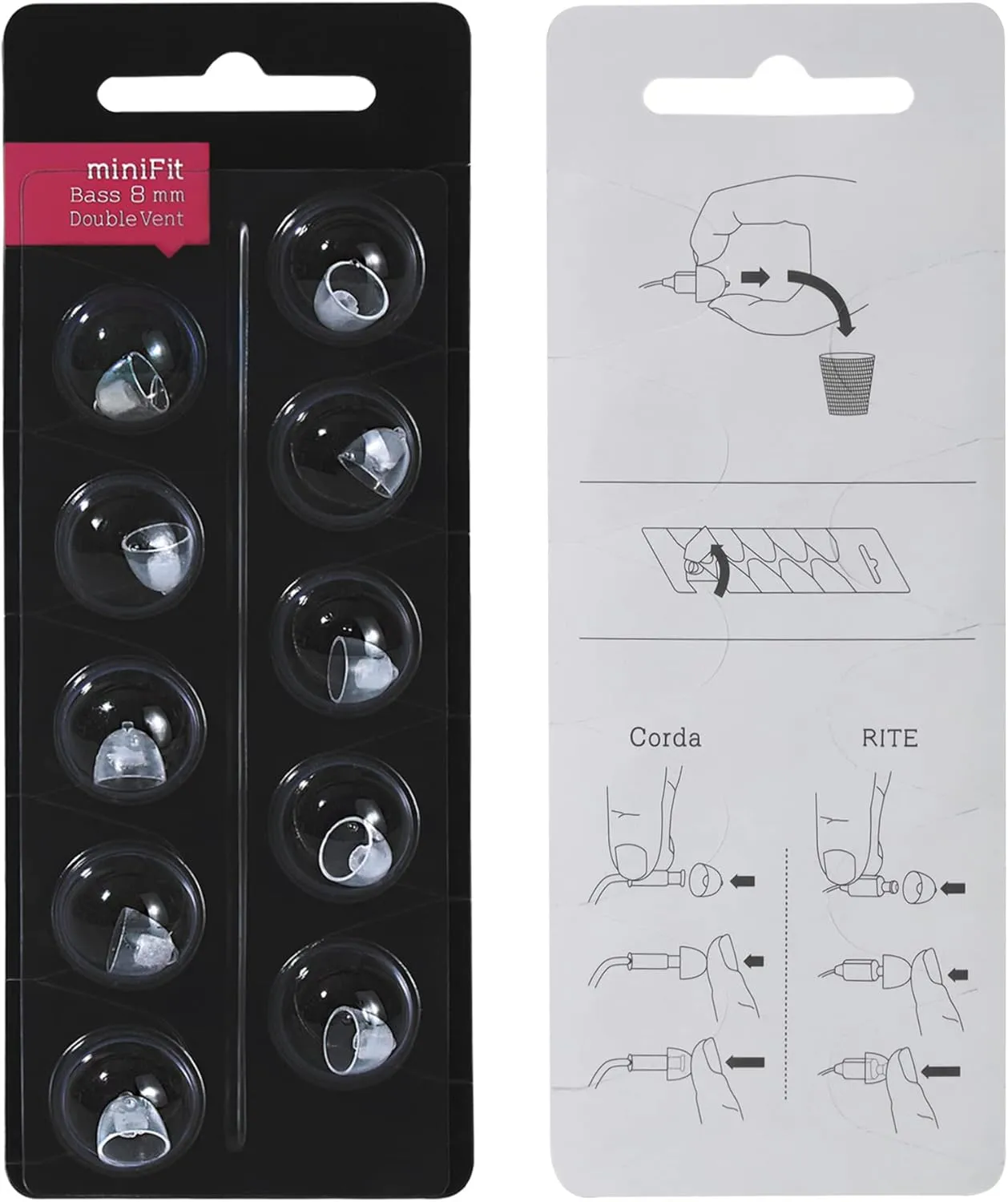 Hearing Aid Domes for Oticon Minifit Bass 8mm Double Vent (3 Packs), Universal Domes for Oticon Hearing Aid Supplies