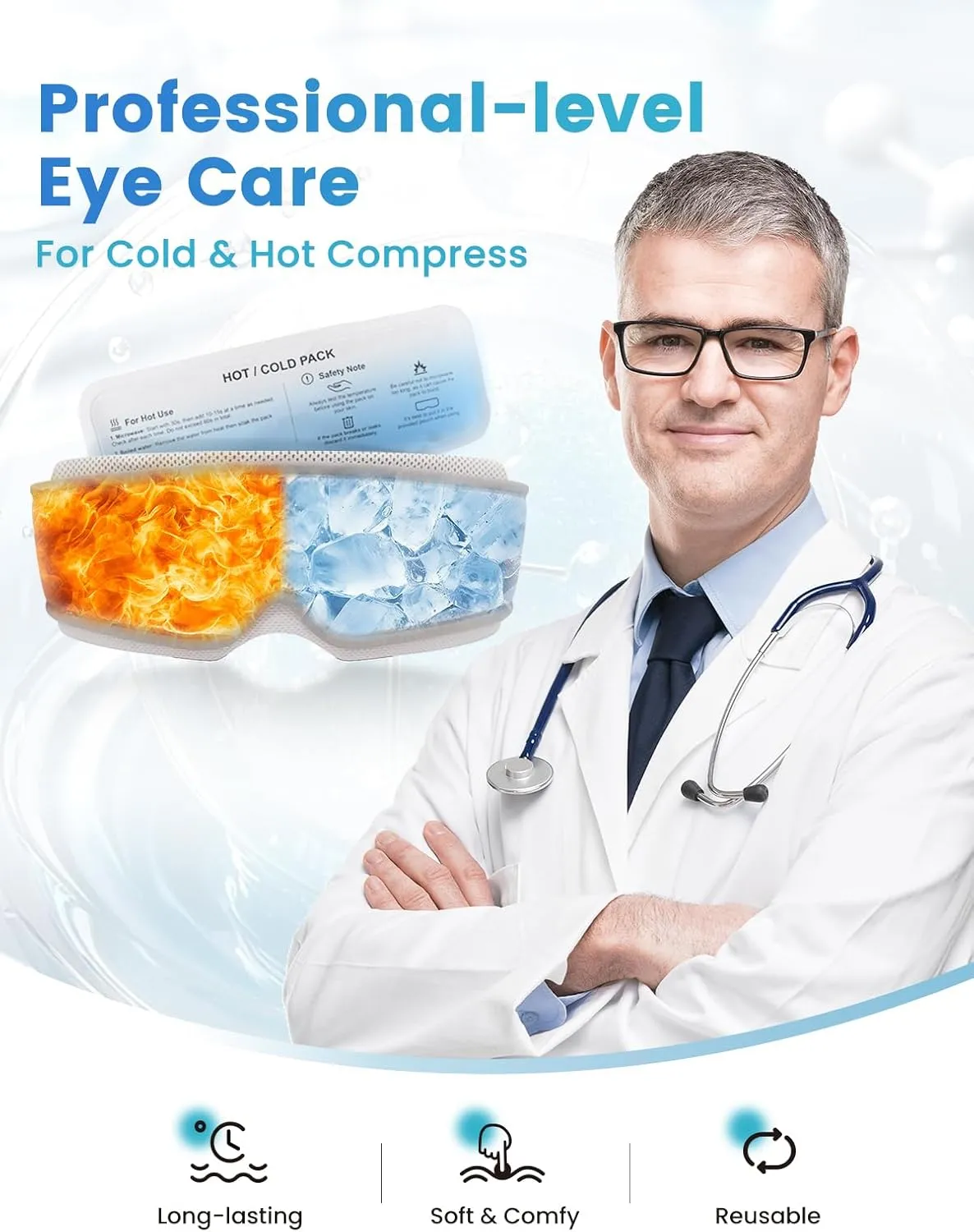 Heated Eye Mask for Dry Eyes, Cooling Sleep Mask for Puffy Eyes Relief - Reusable Therapy Compress Gel Packs, Migraine & Dark Circles, Weighted Sleep Cover for Women/Men (Freezer & Microwave Safe)