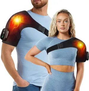 Heated Shoulder Wrap with Massage, Shoulder Heating Pad for Rotator Cuff Frozen Shoulder, Cordless Shoulder Heating Pads Shoulder Massager with Heat