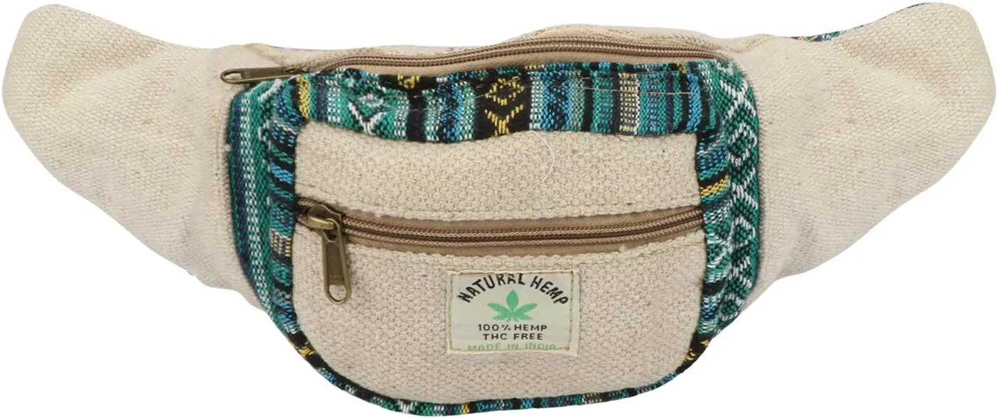 Hemp Fanny Pack,Adjustable Waist and Multiple Pockets,Waist Bag & for all purpose (Multi-2)
