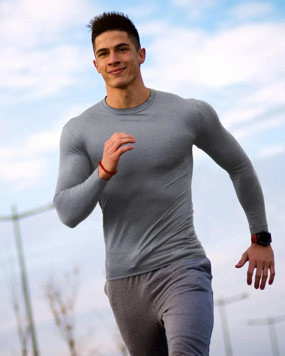Hicarer 4 Pack Men's Compression Shirts Dry Fit Long Sleeve Athletic Workout Top Thermal Shirt Gym Sports Base Layers