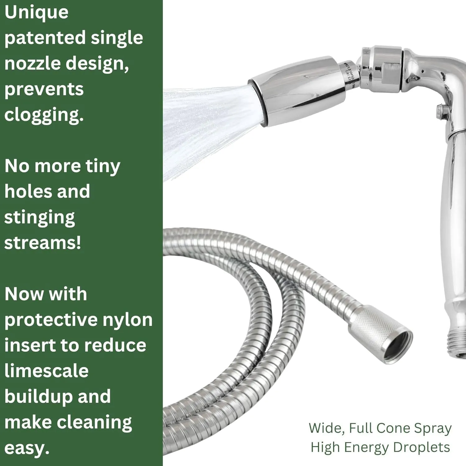 High Sierra Showerheads® - Solid Metal Handheld Shower Head with Trickle Valve and 72-Inch Metal Hose with Silicone Inner Tube. Ultra Low Flow 1.25 GPM - Brushed Nickel Finish