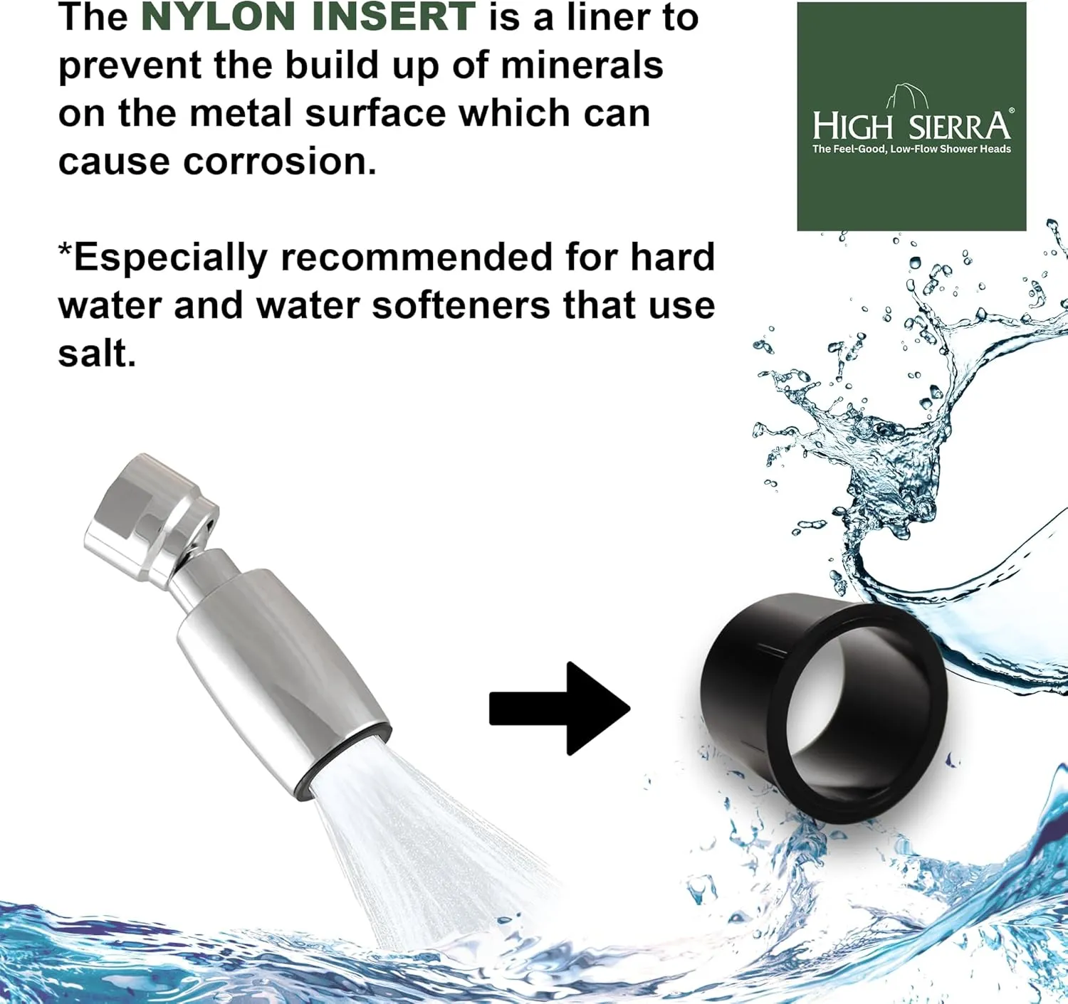 High Sierra Showerheads® - Solid Metal Handheld Shower Head with Trickle Valve and 72-Inch Metal Hose with Silicone Inner Tube. Ultra Low Flow 1.25 GPM - Brushed Nickel Finish