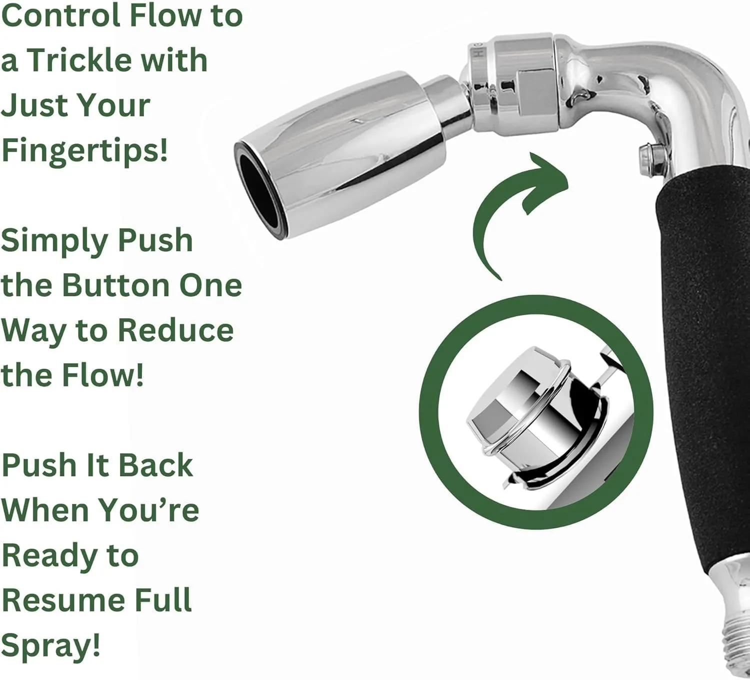 High Sierra Showerheads® - Solid Metal Handheld Shower Head with Trickle Valve and 72-Inch Metal Hose with Silicone Inner Tube. Ultra Low Flow 1.25 GPM - Brushed Nickel Finish