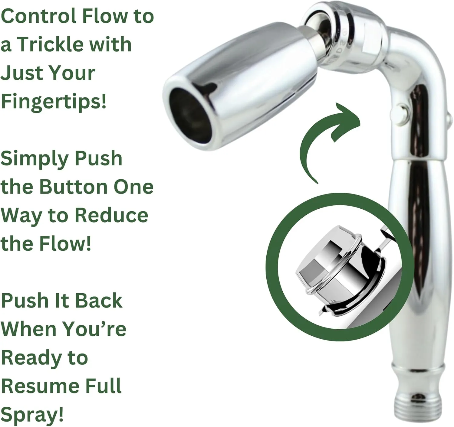High Sierra Showerheads® - Solid Metal Handheld Shower Head with Trickle Valve and 72-Inch Metal Hose with Silicone Inner Tube. Ultra Low Flow 1.25 GPM - Polished Brass Finish