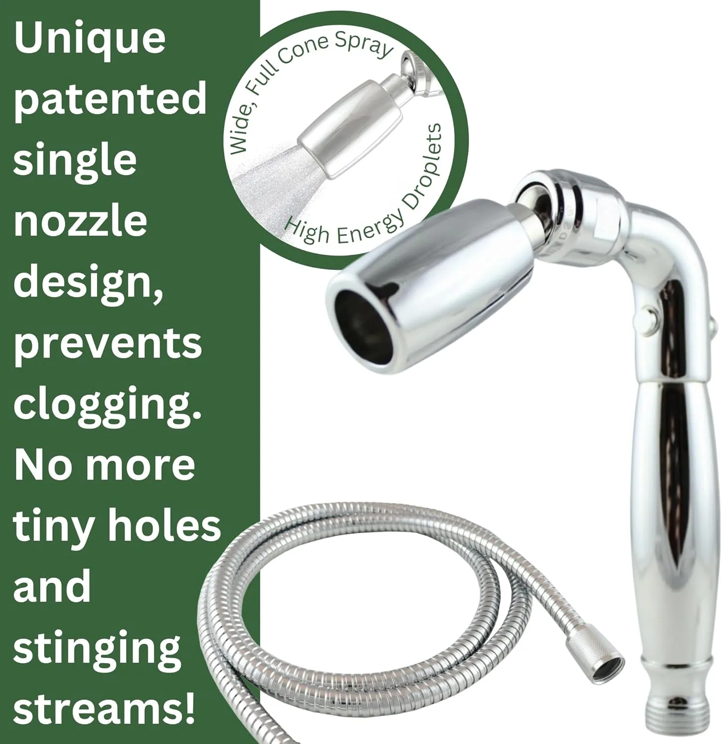High Sierra Showerheads® - Solid Metal Handheld Shower Head with Trickle Valve and 72-Inch Metal Hose with Silicone Inner Tube. Ultra Low Flow 1.25 GPM - Polished Brass Finish