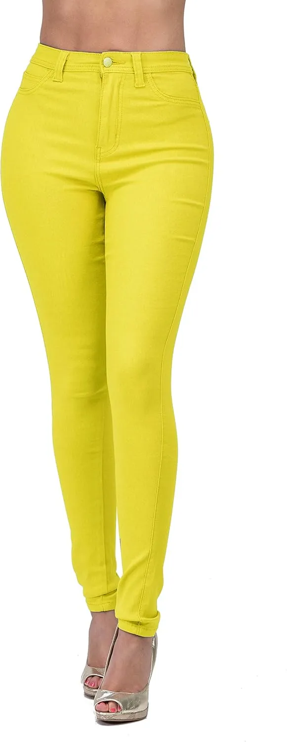 High Waisted Jeans for Women Stretch Skinny Colored Long Pants Plus Size Black White Khaki