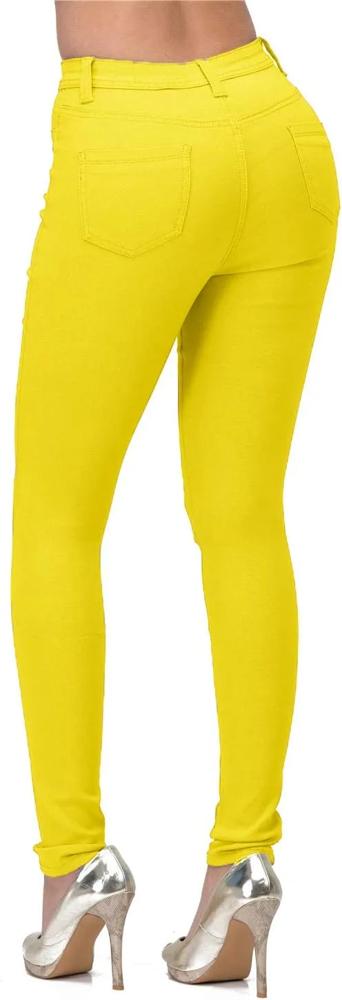 High Waisted Jeans for Women Stretch Skinny Colored Long Pants Plus Size Black White Khaki