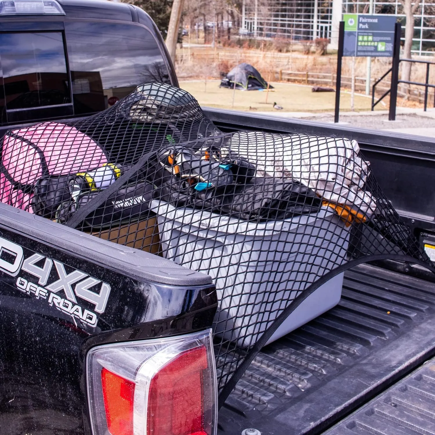 Highly Elastic Cargo Net, Simple Truck Bed Cargo Mesh Organizer, Suitable for Daily Light Loads of Trucks, 4'x4' Stretches to 7'x7' (Single Layer)