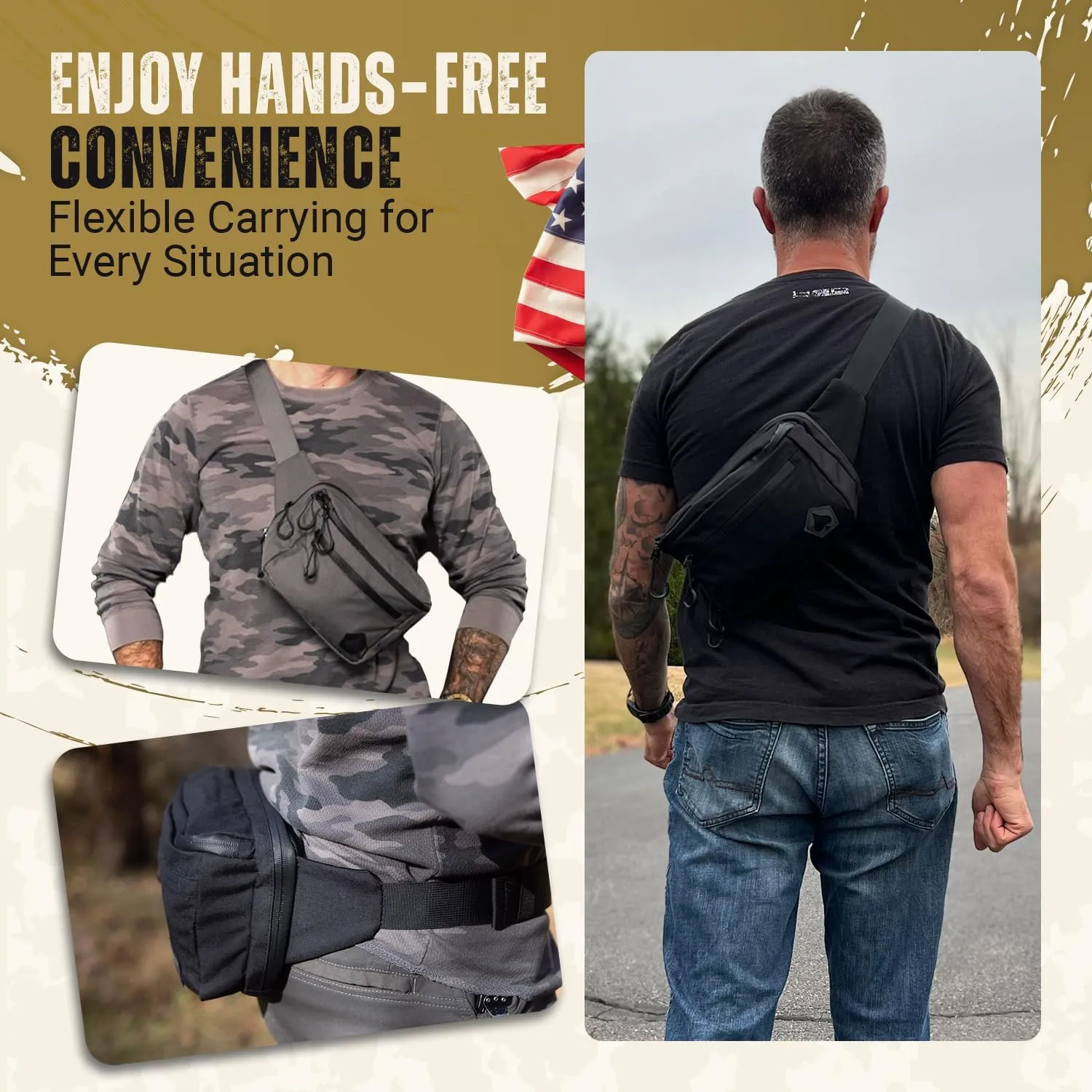 HighSpeedDaddy Concealed Carry Fanny Pack - 500D Water-Resistant Nylon, Quick Access CCW Pocket, YKK AquaGuard Zippers, EDC Bag with Adjustable Waist (upto 49"),Everyday Carry for Men & Women- Black