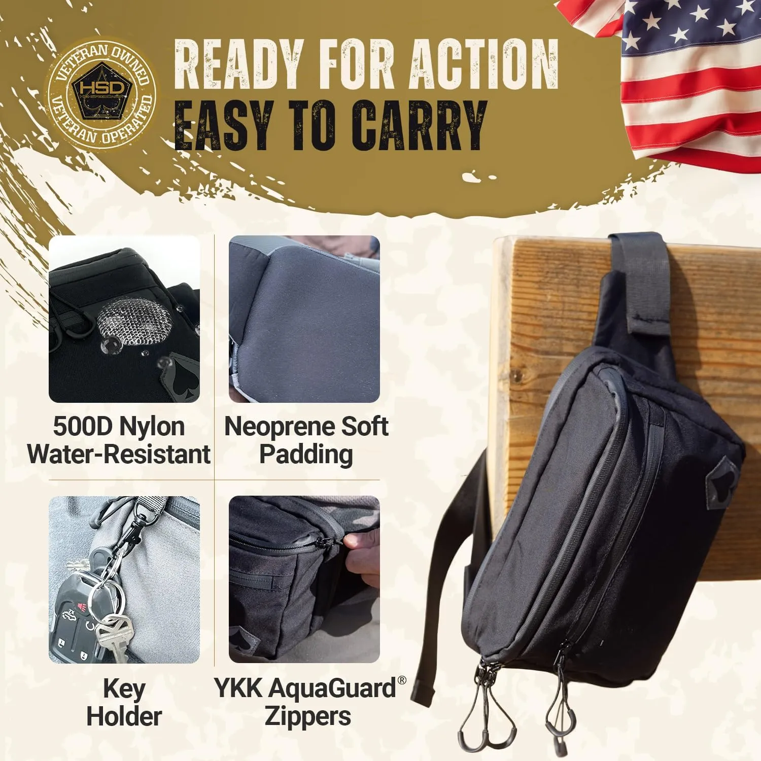 HighSpeedDaddy Concealed Carry Fanny Pack - 500D Water-Resistant Nylon, Quick Access CCW Pocket, YKK AquaGuard Zippers, EDC Bag with Adjustable Waist (upto 49"),Everyday Carry for Men & Women- Black