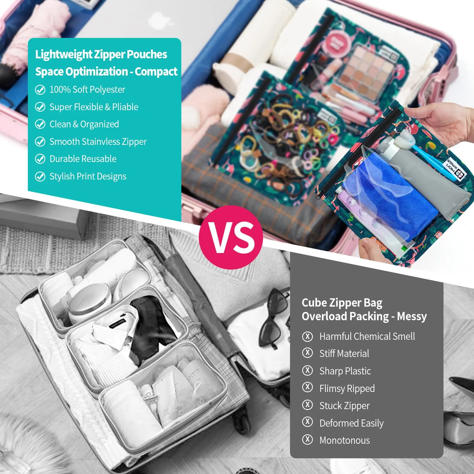 HIONXMGA TSA Approved Toiletry Bag, Set of 3 Clear Travel Toiletry Bag Quart Size Zipper Travel Pouch, Waterproof Makeup Cosmetic Bag for Women Men Kids Toiletries Carry on, Jungle Large