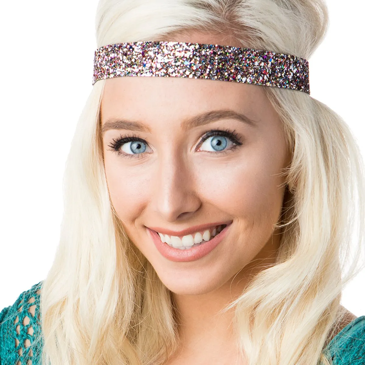 Hipsy PLUS Size, Adjustable No Slip Sparkly Bling Mixed 3pk Headbands for Women Girls & Teens (Bling Glitter Mixed Confetti)