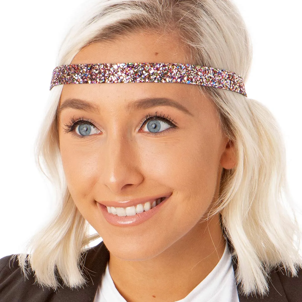 Hipsy PLUS Size, Adjustable No Slip Sparkly Bling Mixed 3pk Headbands for Women Girls & Teens (Bling Glitter Mixed Confetti)