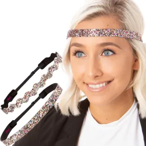 Hipsy REGULAR Size, Adjustable No Slip Sparkly Bling Mixed 2pk Headbands for Women Girls & Teens (Bling Glitter Mixed Confetti)