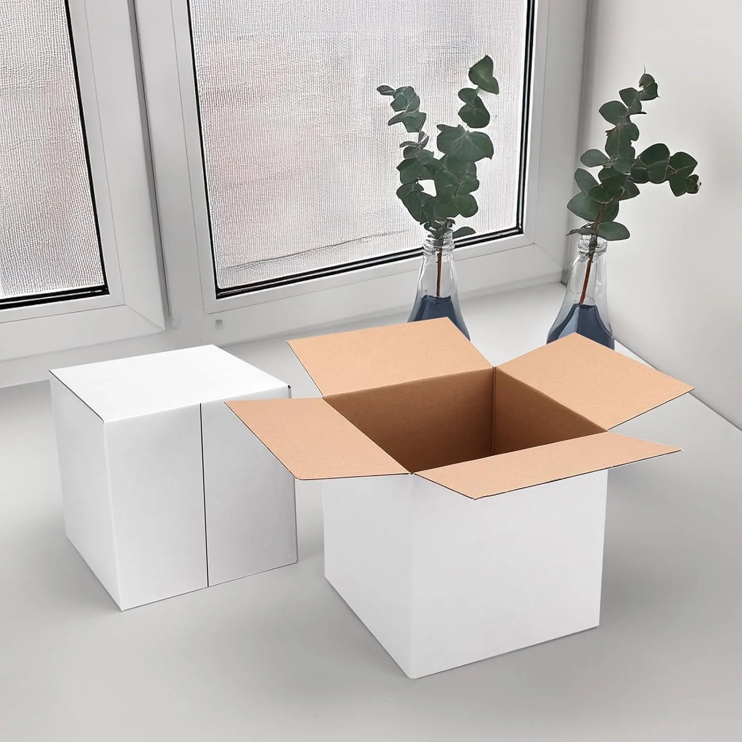 Hoikwo 8x8x8 Shipping Boxes Set of 25, White Corrugated Cardboard Box for Small Business for Packaging Mailing