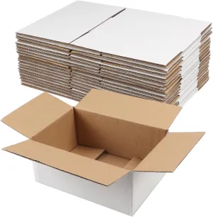 Hoikwo 9x6x4 Shipping Boxes Set of 25, White Corrugated Cardboard Box for Small Business for Packaging Mailing