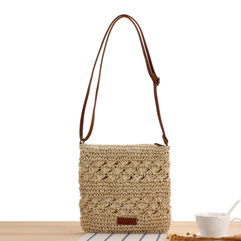 Hollow Woven One Summer Vacation Beach Crossbody Bags