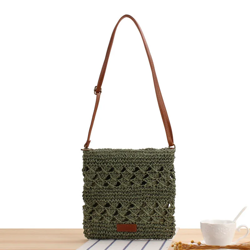 Hollow Woven One Summer Vacation Beach Crossbody Bags