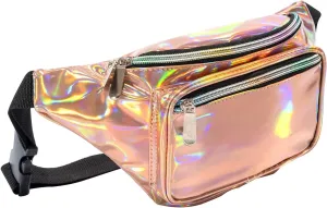 Holographic 80s 90S Rave Stars Neon Transparent Gravel Fanny Pack for Women - Great Waist Pack for Games, Concerts, Rave, Festival, Travel