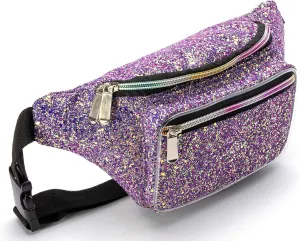 Holographic 80s 90S Rave Stars Neon Transparent Gravel Fanny Pack for Women - Great Waist Pack for Games, Concerts, Rave, Festival, Travel