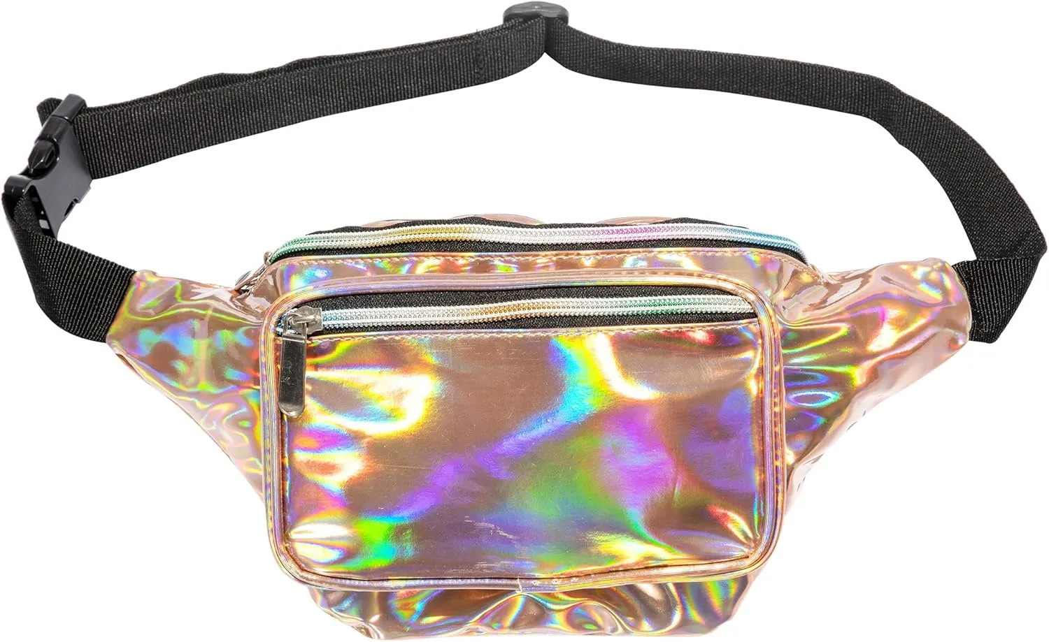 Holographic 80s 90S Rave Stars Neon Transparent Gravel Fanny Pack for Women - Great Waist Pack for Games, Concerts, Rave, Festival, Travel