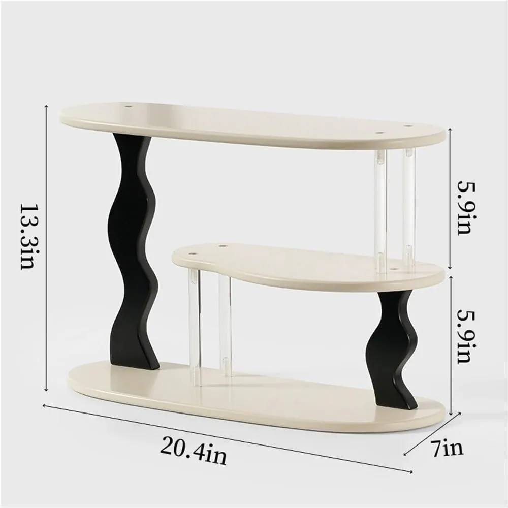 Home Furnishing 3-Tier Creamy Retro Coffee Cup Storage Rack Vanity Makeup Organizer for Living Room Coffee Shop(White)