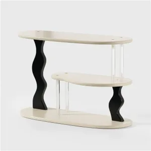 Home Furnishing 3-Tier Creamy Retro Coffee Cup Storage Rack Vanity Makeup Organizer for Living Room Coffee Shop(White)
