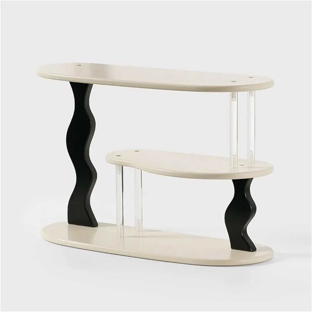 Home Furnishing 3-Tier Creamy Retro Coffee Cup Storage Rack Vanity Makeup Organizer for Living Room Coffee Shop(White)
