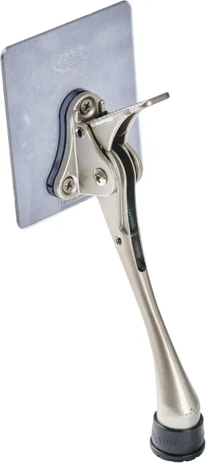 HOME&I Adhesive Kick Down Door Stopper,No Drilling Large Self Adhesive Plate,Height-Adjustable Rubber Foot (Stain Nickel, 6 Inch x 1 Pack)